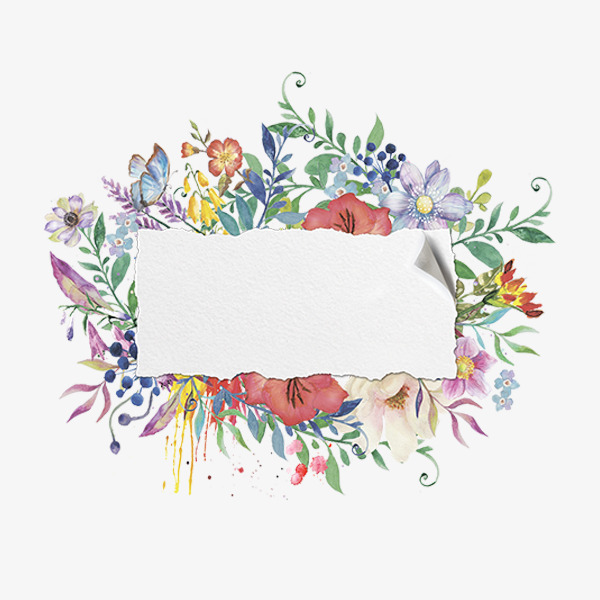 600x600 Hand Painted Watercolor Floral Frame Material, Watercolor Clipart