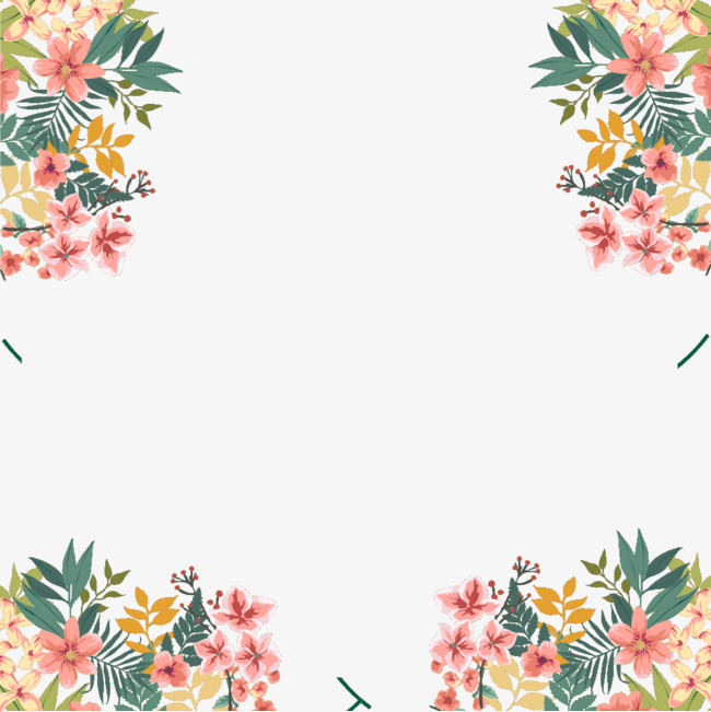 650x651 Watercolor Floral Border Decoration, Watercolor Clipart, Flower