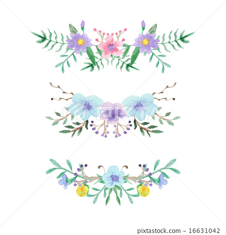 450x468 Watercolor Floral Border Set