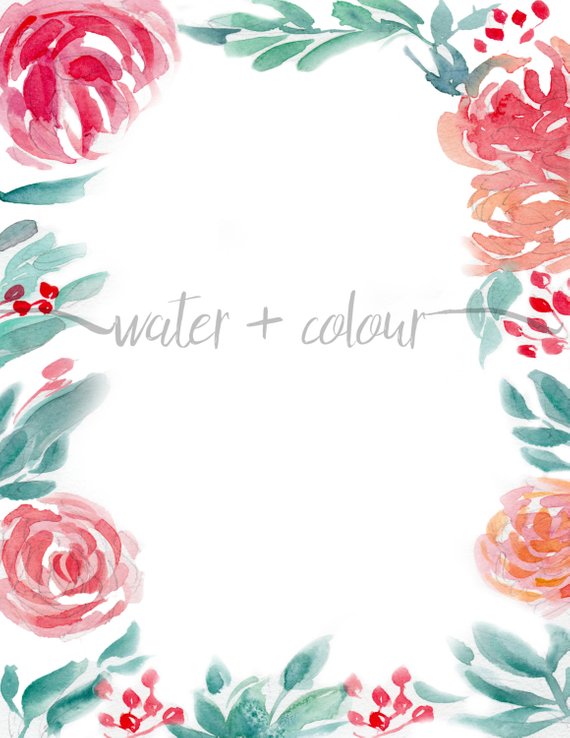 570x738 Downloadable Watercolor Floral Border Etsy
