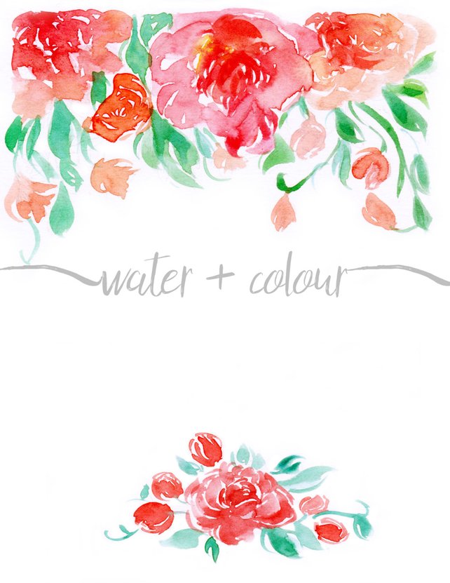 642x831 Downloadable Watercolor Floral Border 2 Etsy