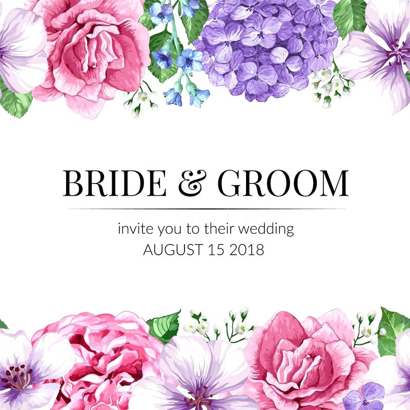 800x800 Download Wedding Invitation Card With Seamless Flower Border In