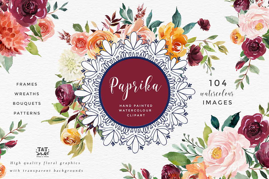 940x625 Paprika Watercolor Flower Clipart