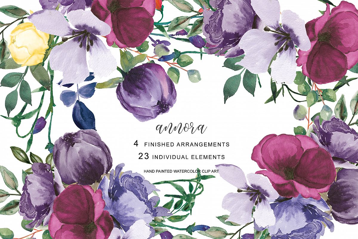 1200x800 Plum Watercolor Floral Clipart