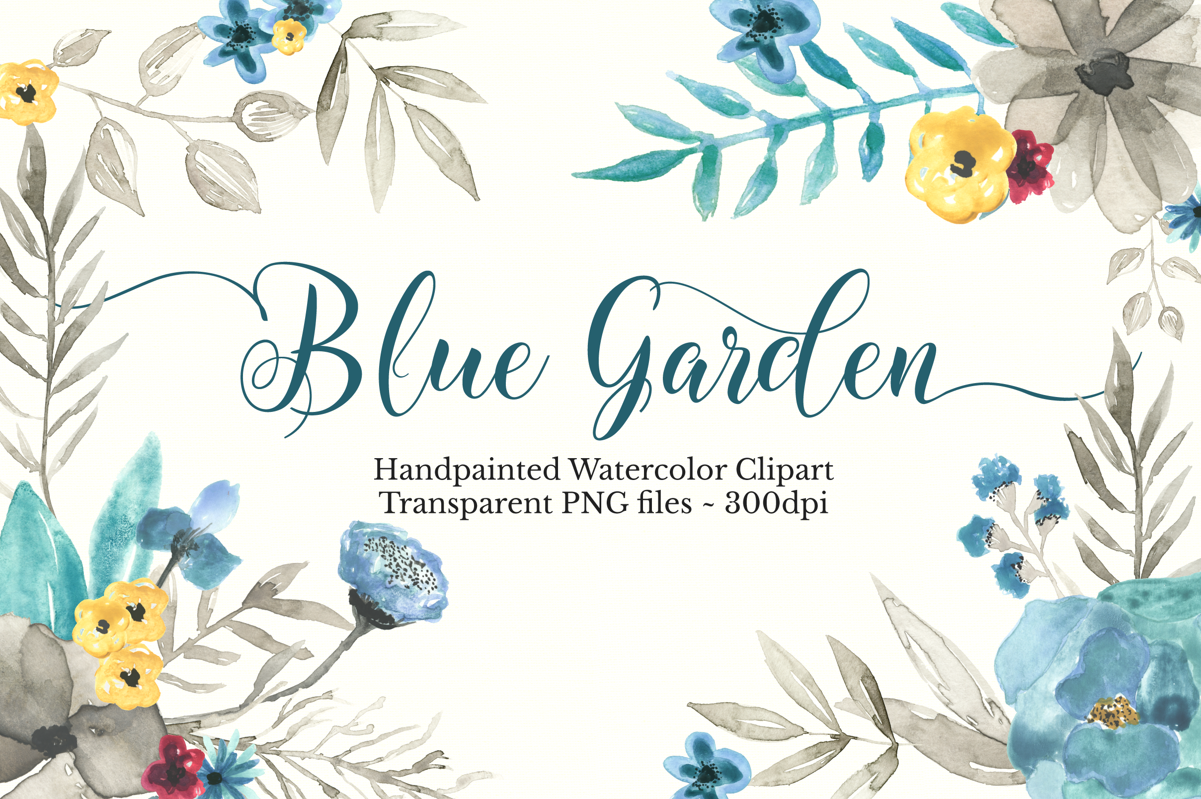 2417x1608 Watercolor Floral Clipart Set