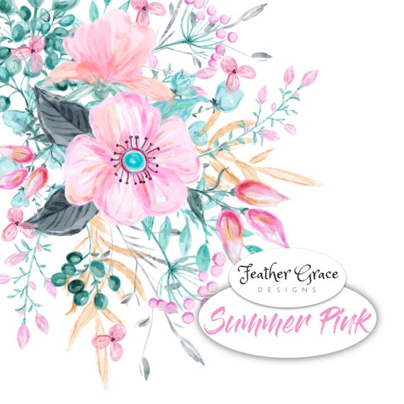 570x570 Watercolor Hand Painted Clipart Watercolor Flowers Clipart Etsy