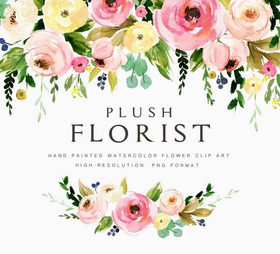 570x518 Watercolor Flower Clipart Plush Floristindividual Png Etsy