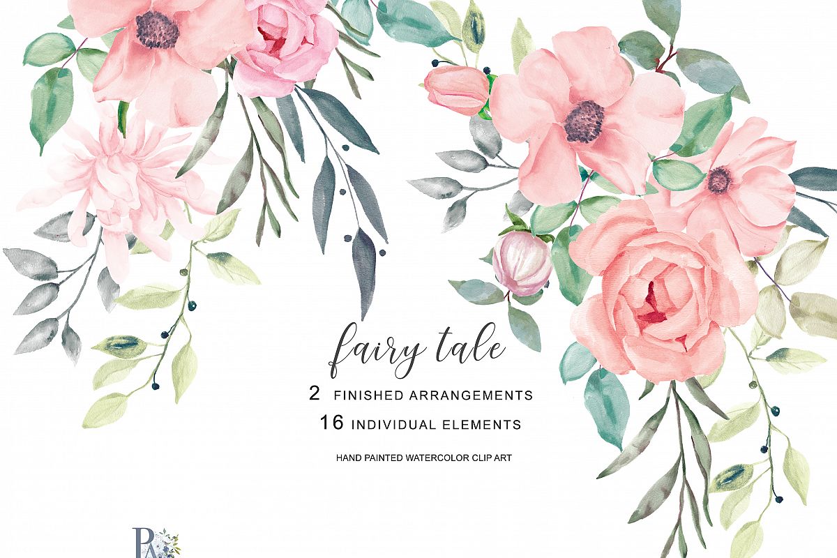 1200x800 Blush Watercolor Flowers Clipart