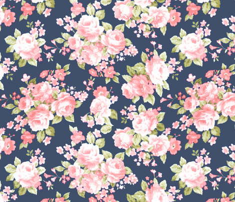 470x403 Navy Blush Watercolor Floral Fabric