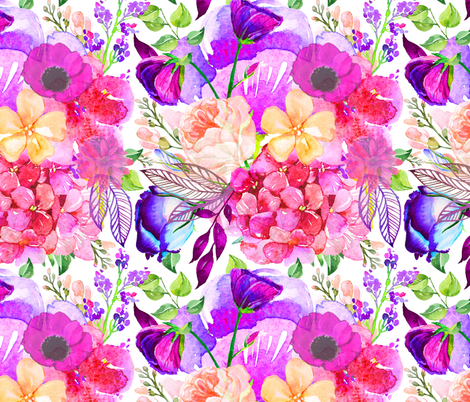 470x402 Pretty In Pink Watercolor Floral Fabric