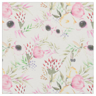 307x307 Watercolor Floral Fabric Zazzle.co.uk