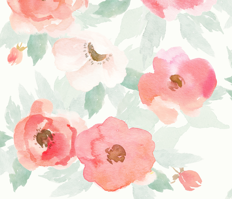 470x403 Watercolor Floral Fabric