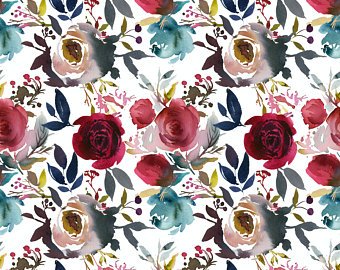 340x270 Watercolor Floral Fabric Etsy