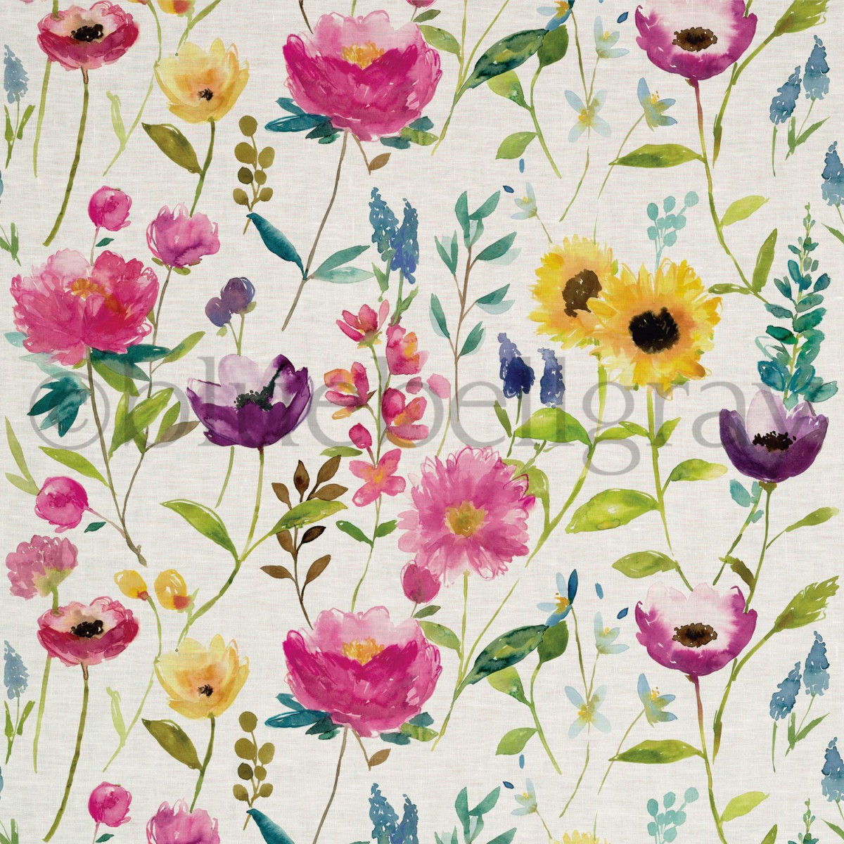 1200x1200 Flower Field Linen Fabric