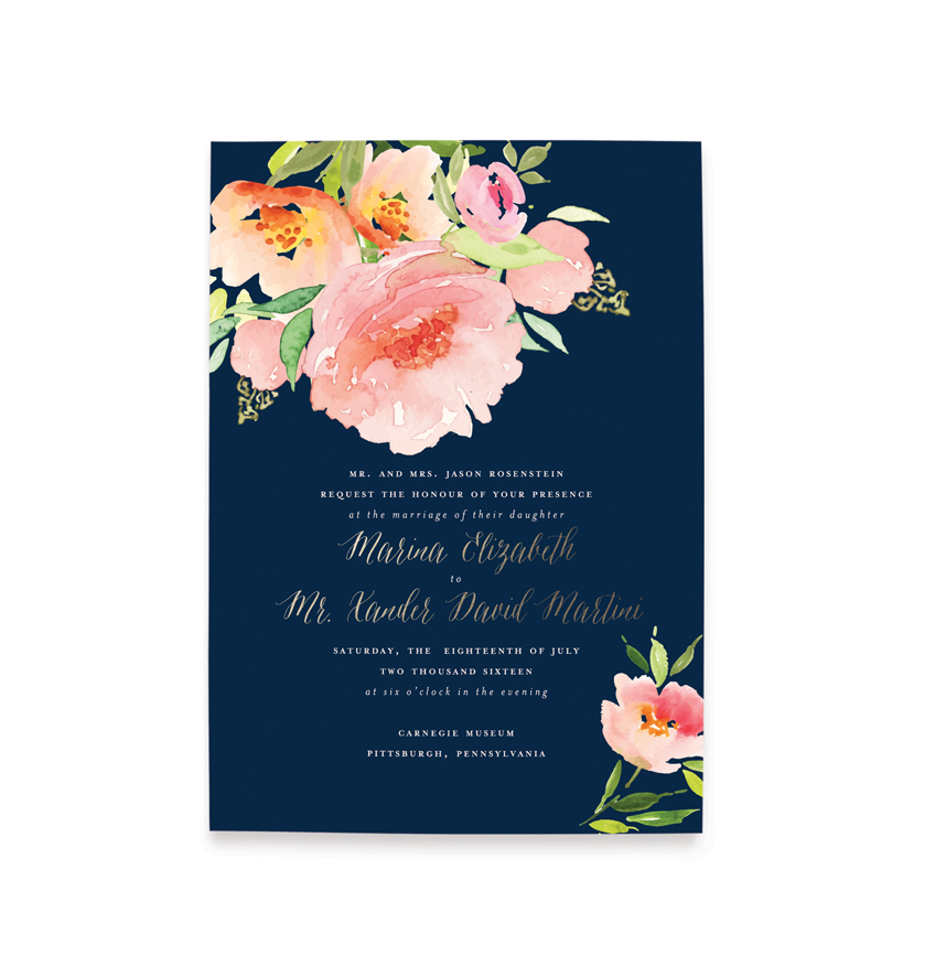 848x876 Floral Watercolor Wedding Invitation Blush Paper Co.