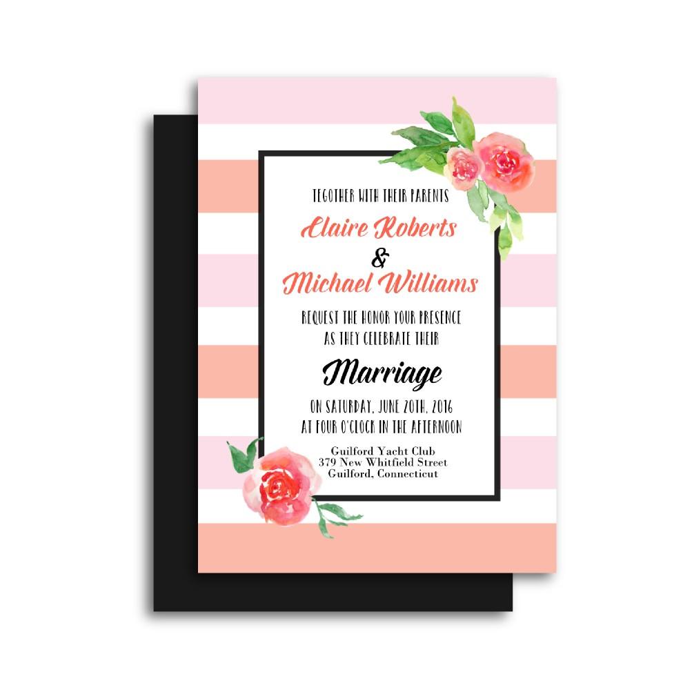 1003x1003 Pink And Peach Floral Wedding Invitation