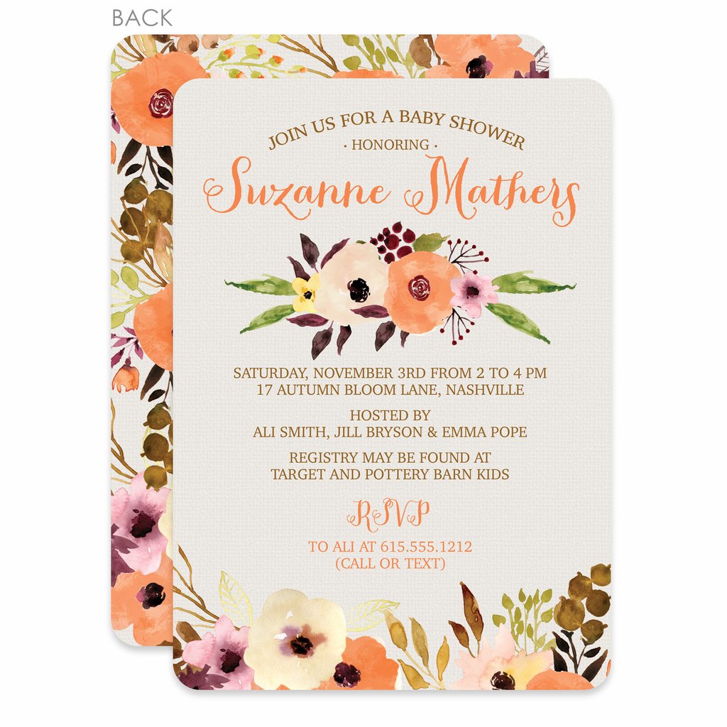 1024x1024 Watercolor Floral Baby Shower Invitation Pipsy