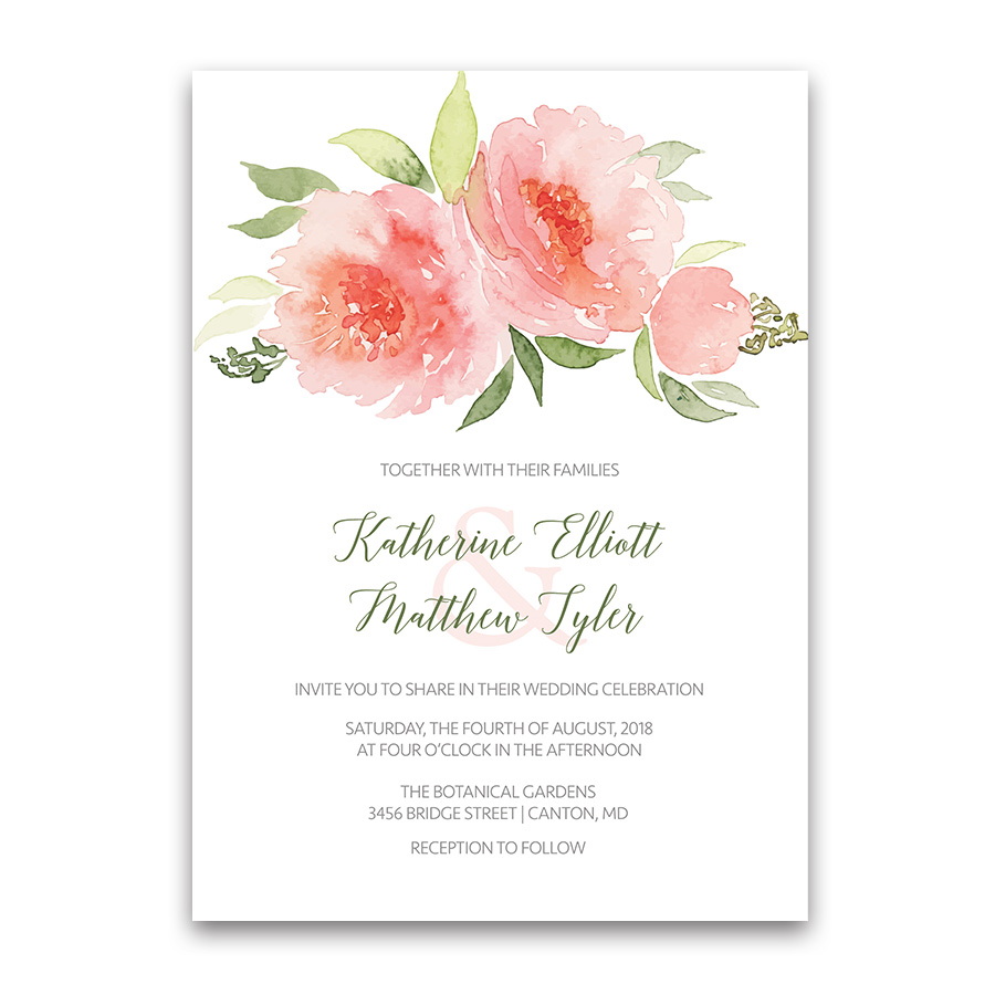 900x900 Watercolor Floral Bohemian Wedding Invitations Coral Peach