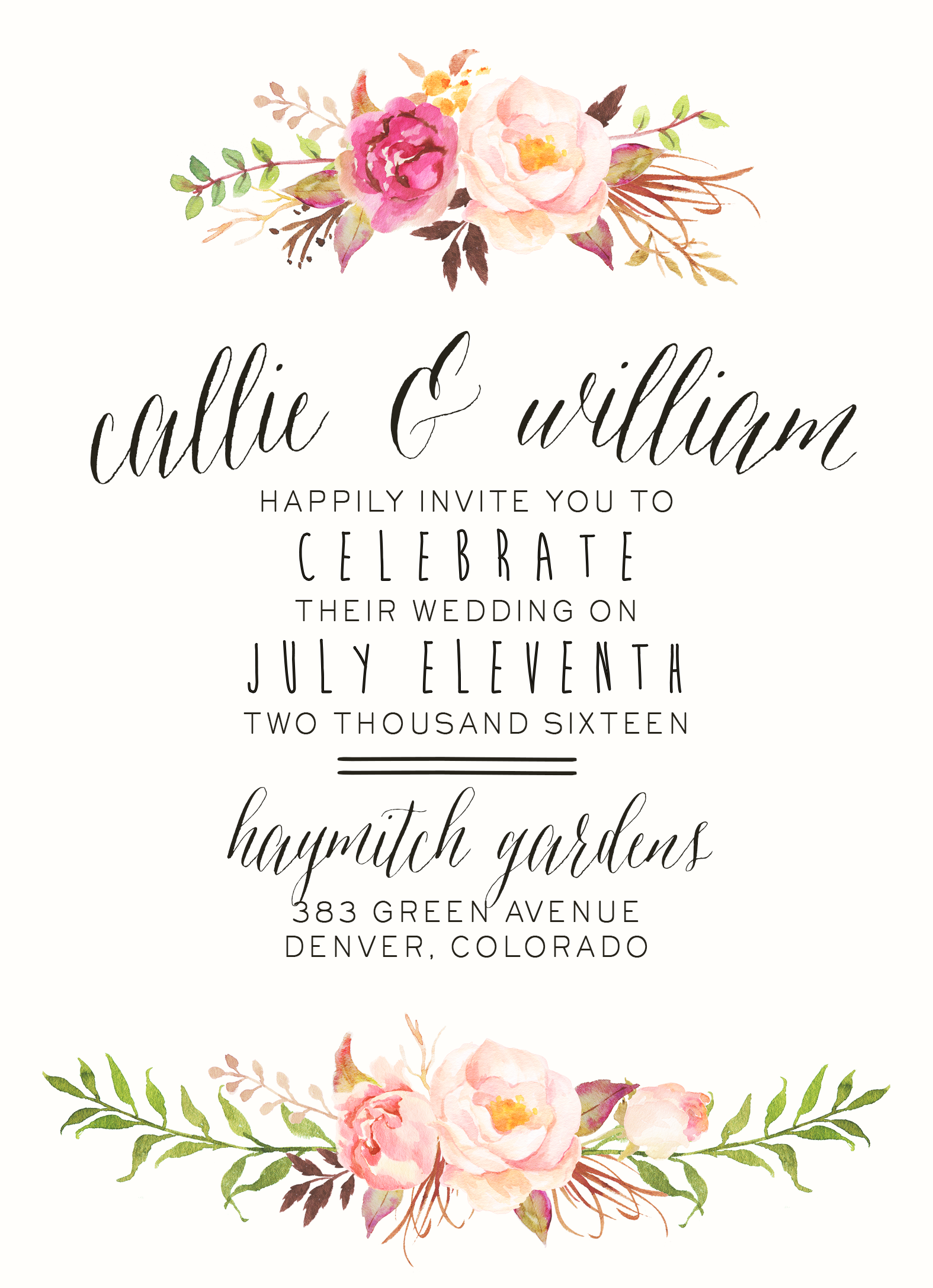 1575x2175 Bohemian Wedding Invitation Suite