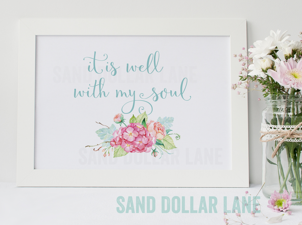 1280x953 It Is Well With My Soul Watercolor Floral Inspirational Saying