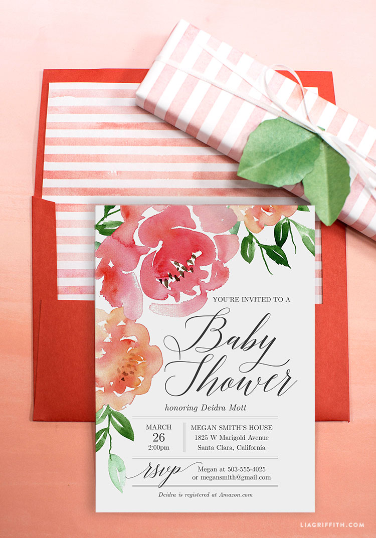 750x1073 Watercolor Floral Baby Shower Invitation