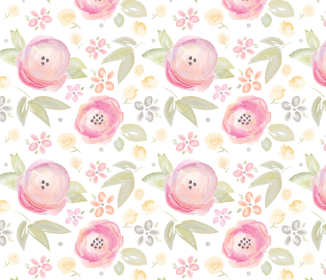 470x403 Watercolor Floral In Pink Fabric