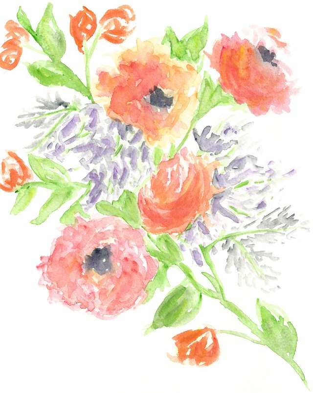 642x803 Flower Watercolor Art Watercolor Flower Print Floral Print Etsy