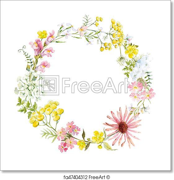 561x581 Free Art Print Of Watercolor Floral Wreath. Beautiful Watercolor