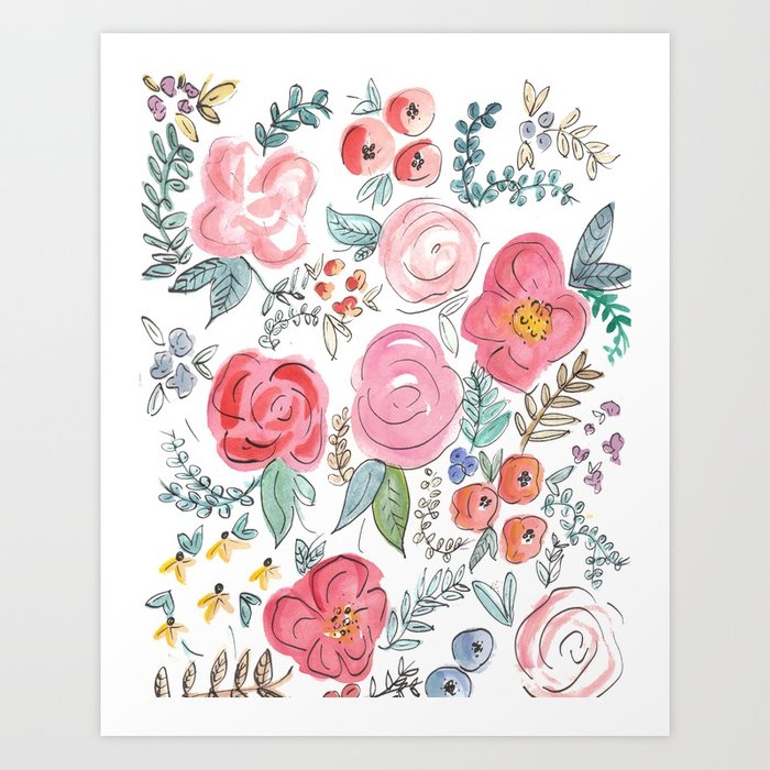 700x700 Watercolor Floral Print Art Print By Jennakutcher Society6