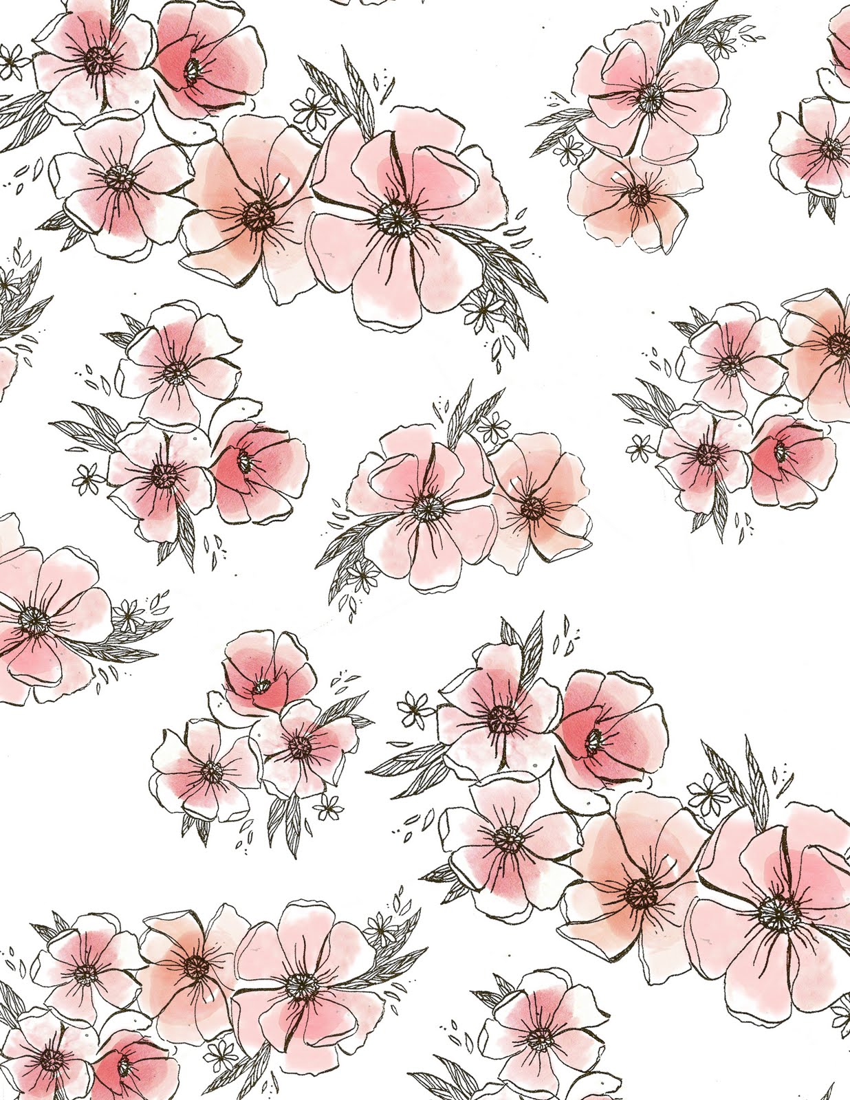 1236x1600 Papier Fabrik Watercolor Floral Print