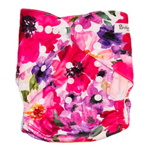 502x502 B066 Pink Watercolor Floral Print Pocket Cloth Nappy