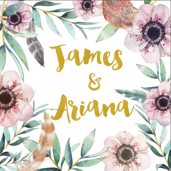 570x569 Custom Name Backdrop Watercolor Floral From Mrscustomshop On Etsy