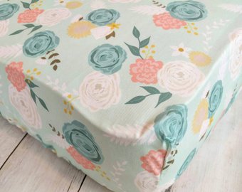 340x270 Pink And Navy Watercolor Floral Baby Bedding Watercolor