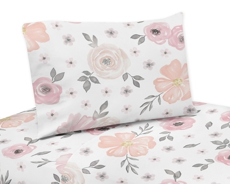 450x360 Watercolor Floral Pink And Grey Collection Sheet Set