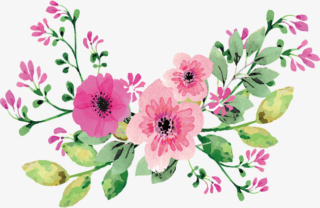 650x422 Romantic Watercolor Flowers, Vector Png, Flowers In Clusters