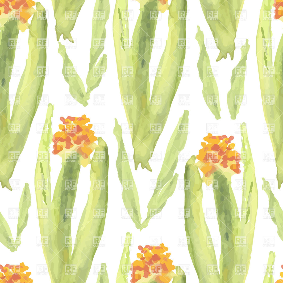 1200x1200 Seamless Pattern With Watercolor Flowers Vector Image Vector