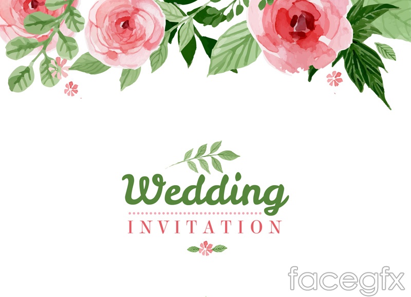800x579 Watercolor Floral Wedding Invitation Poster Vector Graphics Over