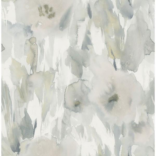600x600 Watercolor Floral Wallpaper In Greys And Neutrals From The L