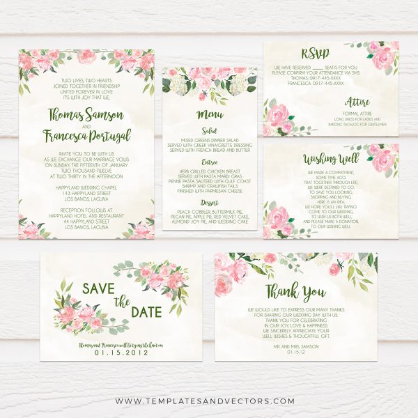600x600 Tvw054 Watercolor Floral Wedding Invitation Diy Printable Template