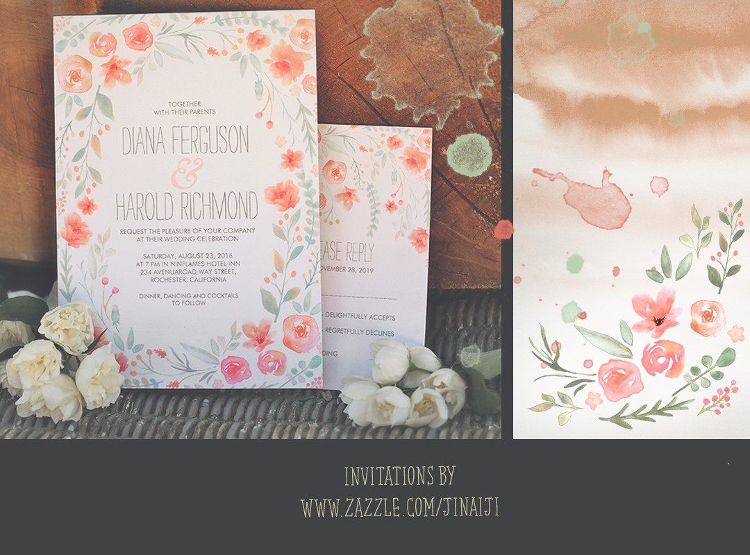 1080x800 Wreath Wedding Invitation With Watercolor Flowers Need Wedding