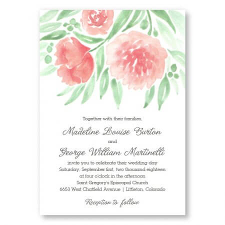450x450 Watercolor Floral Wedding Invitations