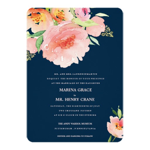 512x512 Watercolor Flower Wedding Invitation
