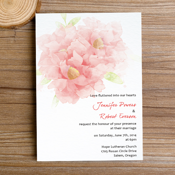 600x600 Cheap Coral Watercolor Flower Spring Wedding Invitations Ewi375 As