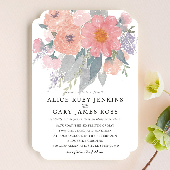 706x706 Fresh Watercolor Floral Wedding Invitations By Qing Ji Minted