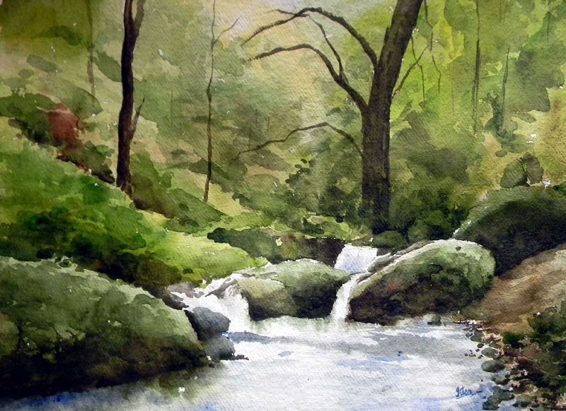 800x582 Flow By Artist Jitendra Sule Landscape Art Watercolor Paintings