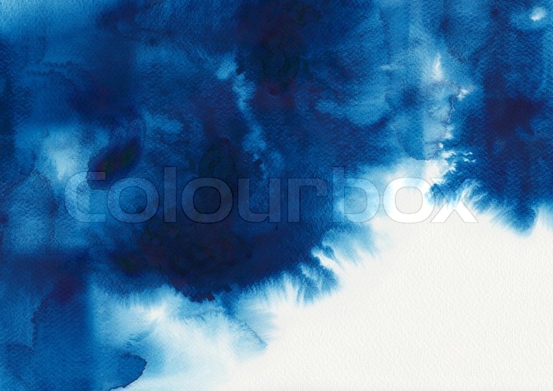 800x566 Abstract Blue Watercolor Flow Wet On Wet Paper Stock Photo