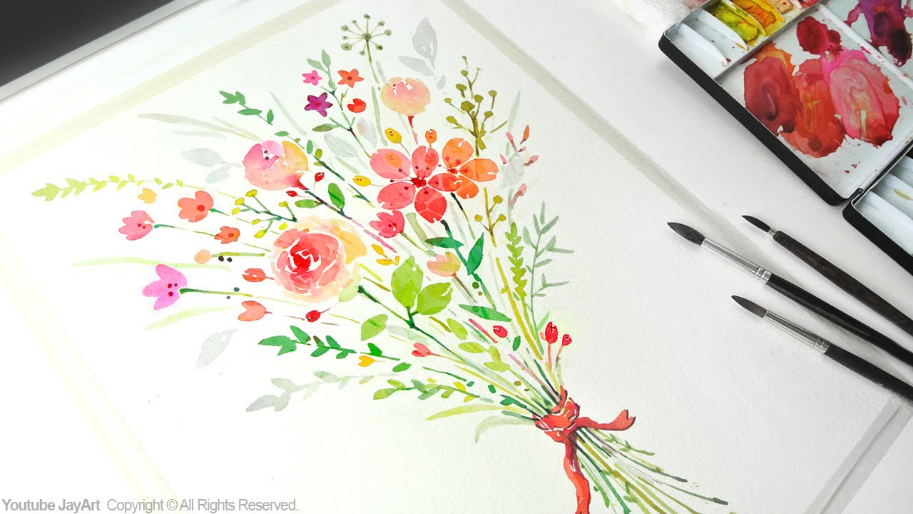 1280x720 How To Paint A Flower Bouquet With Watercolors
