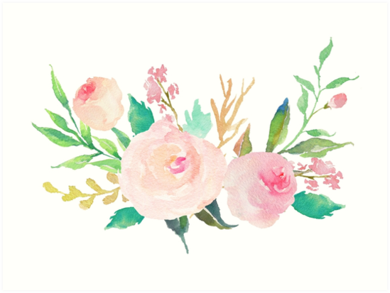 549x413 Pastel Watercolor Flower Bouquet Art Prints By Junkydotcom