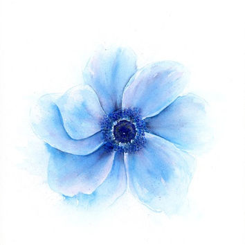354x354 Blue Flower Watercolor Floral Print, From Srorickart On Etsy