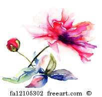 205x194 Free Art Print Of Watercolor Illustration Of Peony Flower